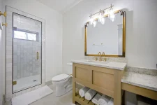 Hygge Hideaway cabin bathroom with modern fixtures
