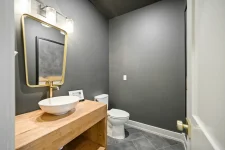 Hygge Hideaway cabin spa-style bathroom with walk-in shower