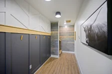Hygge Hideaway cabin second bathroom vanity and mirror