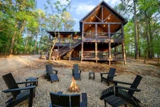 Hygge Hideaway cabin aerial or wide view at Pine Lake Resort