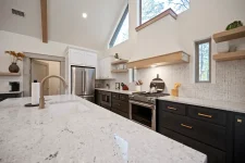 Hygge Hideaway cabin kitchen counter and breakfast bar