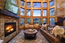 Red Baron Lodge luxury cabin interior at Pine Lake Resort