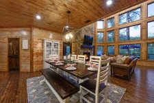 Red Baron Lodge dining area inside luxury cabin